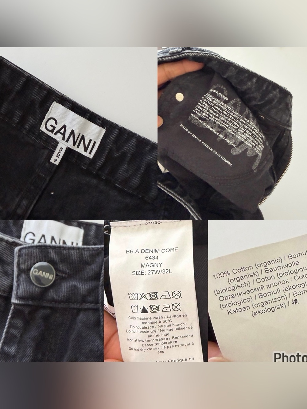 GANNI Magny Wide Leg Jeans in Washed Black High Waisted. - Picture 10 of 12